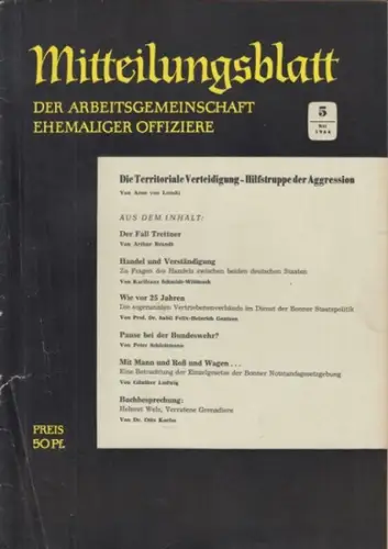 Arbeitsgemeinschaft ehemaliger Offiziere (Hrsg.)   Hummeltenberg, Max / von Kügelgen, Bernt / Stösslein, Herbert / Engelbrecht, Erwin (Red.)   von Lenski, Arno /.. 