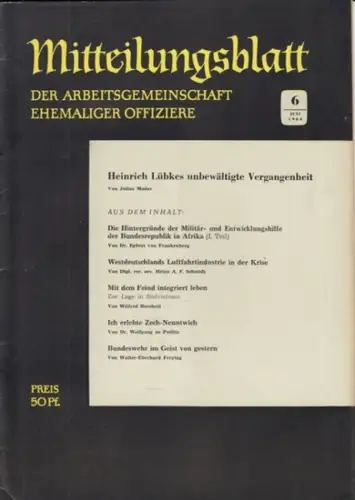 Arbeitsgemeinschaft ehemaliger Offiziere (Hrsg.)   Hummeltenberg, Max / von Kügelgen, Bernt / Stösslein, Herbert / Engelbrecht, Erwin (Red.)   Mader, Julius / von.. 