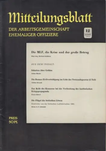 Arbeitsgemeinschaft ehemaliger Offiziere (Hrsg.)   Hummeltenberg, Max / von Kügelgen, Bernt / Stösslein, Herbert / Engelbrecht, Erwin (Red.)   Stößlein, Herbert / Mader.. 
