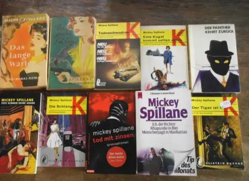 Spillane, Mickey (Mike Hammer / Cat Fallon / Gillian Burke / Tiger Mann): Konvolut mit 12 Titeln in 10 Büchern. Enthalten sind: 1) Todesschwadron (Gillian.. 