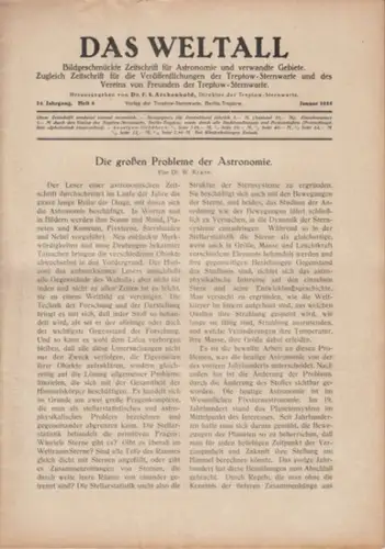 Weltall, Das.   Archenhold, Friedrich Simon (Hrsg.): Das Weltall. 24. Jahrgang, 4. Heft. Januar 1925. Bildgeschmückte Zeitschrift für Astronomie und verwandte Gebiete. Zugleich Zeitschrift.. 