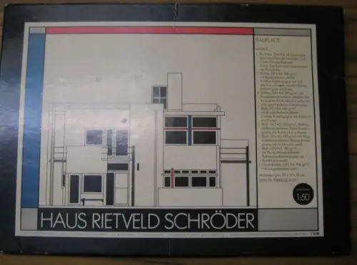 Erben Gerrit Rietveld (Hrsg.) / Victor Veldhuyzen von Zanten (Entwurf) / Marieke Kuipers (Text): Haus Rietveld Schröder (Bastelvorlage / Modell). Bauplatte. Maßstab 1:50. 