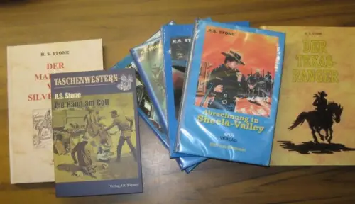 Stone, R. S. [ das ist Rolf Steimke]: Konvolut mit 7 Bänden: 1) Abrechnung in Sheela-Valley. 2) Walkers Rückkehr. 3) Sterben in Medicine Bow. 4) Die Unschuldigen. 5) Der Texas-Ranger. 6) Der Marshal von Silver Lode. 7) Die Hand am Colt. 