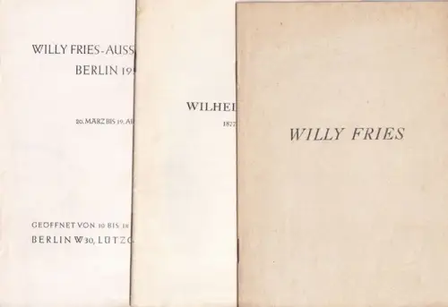 Fries, Willy   Richard Suter, Herbert Gröger, Casparis u.a: Konvolut mit 3 Heften 1) Willy Fries   Oevreverzeichnis der Ausstellung im Kunstmuseum St.. 