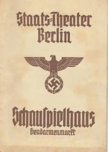 Programmheft zu: Die Königin Isabella. Uraufführung! Donnerstag, 6. April 1939.   Schauspiel von Hans Rehberg.   Inszenierung: Gustaf Gründgens.   Bühnenbilder: Rochus.. 