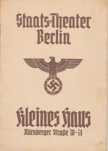Programmheft zu: Traumulus. Neu einstudiert: Donnerstag, 15. Februar 1940.   Tragische Komödie von Arno Holz und Oskar Jerschke.   Inszenierung: Wolfgang Liebeneiner.. 