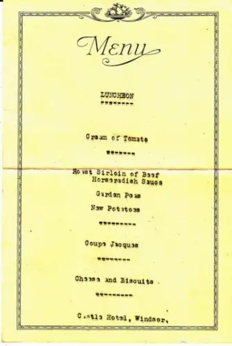 Windsor, Castle Hotel: Castle Hotel, Windsor. Menue-Karte Luncheon. 