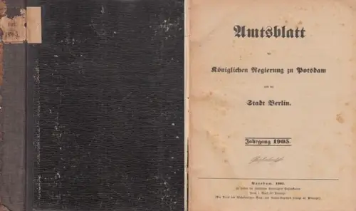 Amts Blatt der Königlichen Regierung zu Potsdam und der Stadt Berlin: AmtsBlatt der Königlichen Regierung zu Potsdam und der Stadt Berlin. Jahrgang 1905 komplett mit.. 