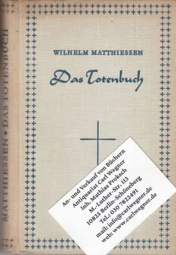 Matthiessem, Wilhelm: Das Totenbuch. Geheimnisvolle Geschichten. 