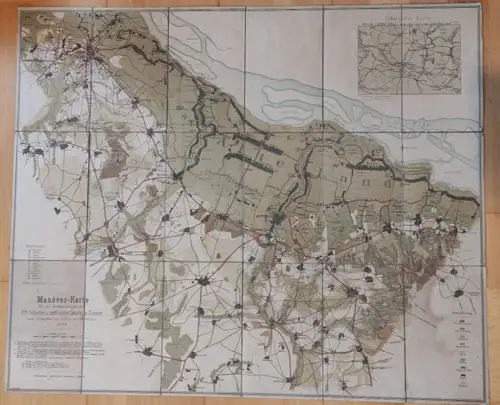 Manöverkarte bei Hamburg.   von Kracht, von Brockhusen, von Oertzen (Zeichner): Manöver Karte (Stade, Horneburg, Buxtehude, Elstorf) für die Herbst Übungen der 17ten Infantrie.. 
