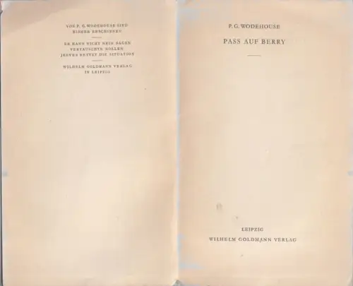 Wodehouse, P.G. - Marianne Kempner (Übers.): Pass auf Berry (= Die neuen blauen Goldmann-Bücher). 