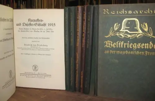 Schlachten des Weltkrieges. Konvolut, bestehend aus 7 (von 38) Bänden der Reihe :  Band 2: Karpathen  und Dnjester Schlacht 1915. // Band 5:.. 