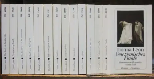 Leon, Donna: Konvolut mit 13 Bänden, enthalten sind: Commissario Brunettis erster (1.) bis zwölfter (12 ) und fünfzehnter (15.) Fall.   1) Venezianisches Finale.. 