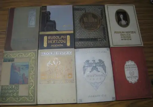 Agenda    Rudolph Hertzog, Berlin. 8 Bände: Jahrgang 1905, sowie 1908 bis 1914 ohne Lücke.   Aus dem Inhalt: An den Ufern.. 