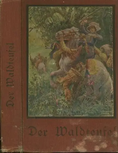 Hoffmann, Fritz: Der Waldteufel oder Die Gefahren der Wildnis. Eine Erzählung für die reifere Jugend. Nach dem Englischen des Dr.Bird bearbeitet von Franz Hoffmann. Mit vier Tonbildern und einem farbigen Außenbild nach Originalen von Curt Schulz. 