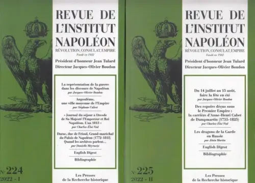 Annee 2022, Nos. I / II, 224 et 225. Revue de l' Institut Napoleon - Revolution, Consulat, Empire