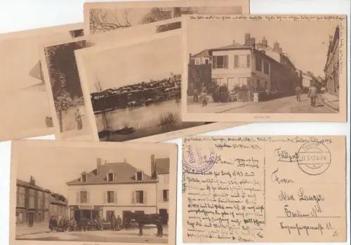 Konvolut mit 7 Postkarten aus Grand Pre, während des 1. Weltkrieg, Frankreich-Feldzug