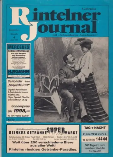 Rintelner Journal. - Herausgeber: Michael Menge: Rintelner Journal. April 1989, Ausgabe 4 des 8. Jahrgangs. Mit 'Schaumburger Auto-Journal'. 