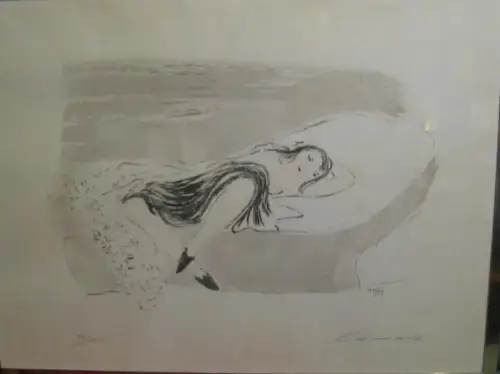 Camaro (Alexander, 1901 - 1991): Ohne Titel ( Lasziv auf einer Chaiselongue liegende junge nackte Frau in spitzen Schuhen, ihr Unterkörper unter einer Decke ). 