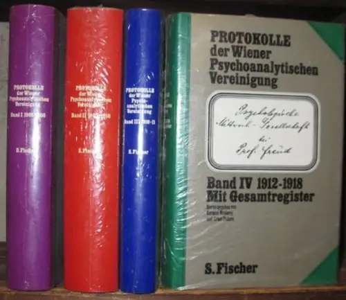 Wiener Psychoanalytische Vereinigung. - Hrsg.: Herman Nunberg / Ernst Federn: Protokolle der Wiener Psychoanalytischen Vereinigung. Komplett in 4 Bänden. 1) 1906 - 1908. 2) 1908 - 1910. 3) 1910 - 1911. 4) 1912 - 1918. Mit Gesamtregister. 