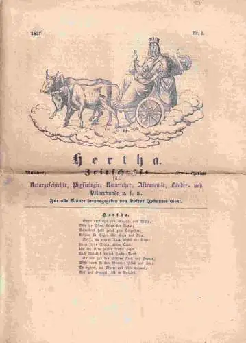 Gistl (lt. KVK auch Gistel), Johannes: Hertha. Zeitschrift für Naturgeschichte, Physiologie, Naturlehre, Astronomie, Länder  und Völkerkunde u.s.w. Für alle Stände herausgegeben. 1. und 8.. 