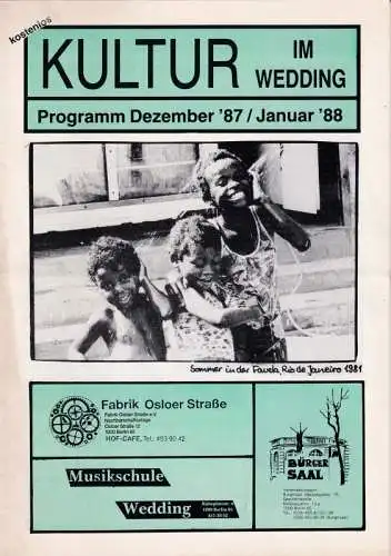Kultur im Wedding. Programm Dezember 1987 / Januar 1988