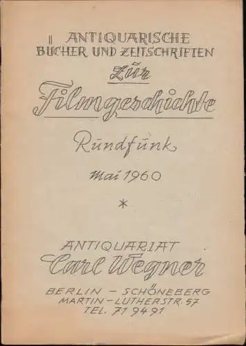Antiquarische Bücher und Zeitschriften zur Filmgeschichte, Rundfunk. Mai 1960. Antiquariatskatalog