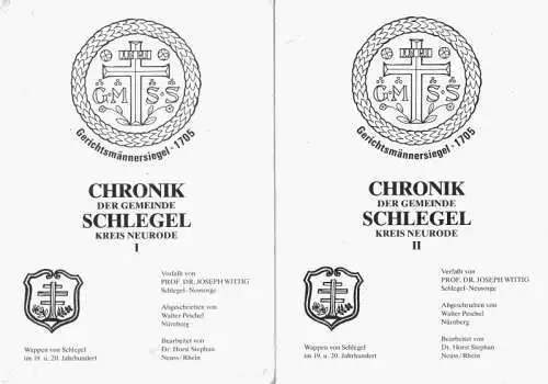 Schlegel. -  Wittig, Joseph / Walter Peschel / Horst Stephan: Chronik der Gemeinde Schlegel Kreis Neurode. Bände I und II. 