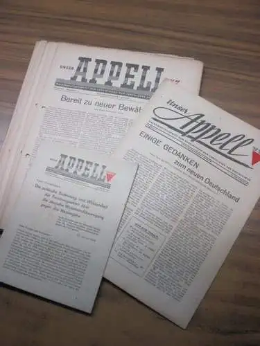Unser Appell.- Generalsekretariat der VVN in der sowjetischen Besatzungszone (Hrsg.) - Karl Raddatz (Chefred.). - Karl Schirdewan / Leo Zuckermann / Franz Dahlem / Karl Schnog / Helmut Lehmann / Hildegard Heinzeu.a. (Autoren): Unser Appell.  Nummern 1- 15