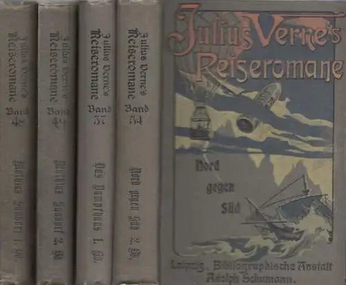 Verne, Julius ( Jules ): Julius Verne´s Reiseromane: 4 Bände der Reihe: Das Dampfhaus / Mathias Sandorf. Erster und zweiter Band [von 3] / Nord gegen Süd (= Julius Verne´s Reiseromane, Bände 37, 48, 49 und 54). 