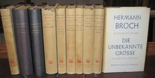 Broch, Hermann: Gesammelte Werke komplett in 10 Bänden : 1. Gedichte. 2. Die Schlafwandler. 3. Der Tod des Vergil. 4. Der Versucher. 5. Die Schuldlosen.. 
