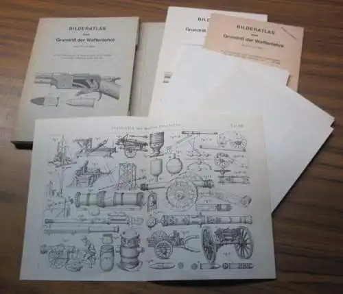 Sauer, K. Th. von: Bilderatlas zum Grundriß (Grundriss) der Waffenlehre. Mit 472 Darstellungen auf 26 herausnehmbaren Doppel-Falttafeln in Buchmappe und 28 Seiten erläuterndem Text. 