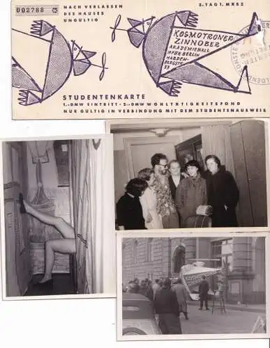 Universität der Künste, Berlin - HFBK, Berlin: Eintrittskarte : Kosmotroner Zinnober - Akademieball HFBK Berlin, Hardenbergstr. 33 : Studentenkarte 1. März (1955?). 