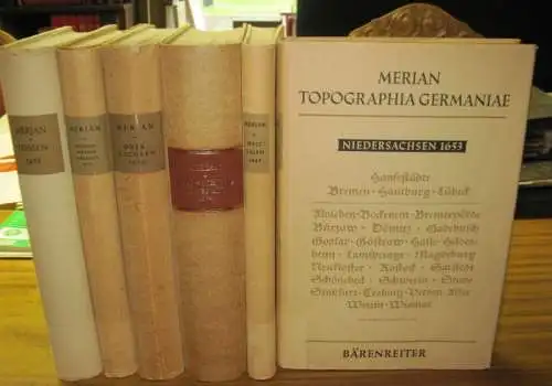 Merian, Matthäus   Lucas Heinrich Wüthrich (Hrsg.): Topographia Germaniae. 6 Bände der Reihe mit zahllosen gefalteten Plänen und Karten.  Hessen 1655 / Westfalen.. 