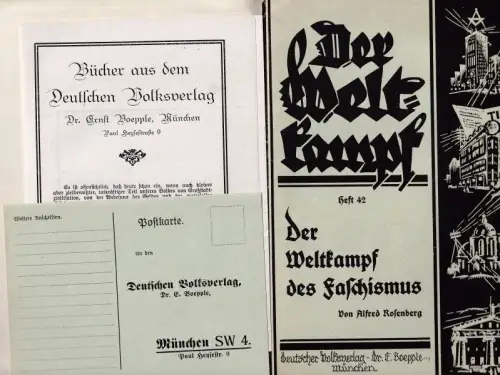 Der Weltkampf. 4. Jahrgang 1927, 42. Weltkampf Heft Juni 1927. Monatsschrift für Weltpolitik, völkische Kultur und die Judenfrage aller Länder. Aus dem Inhalt: Alfred Rosenberg:.. 