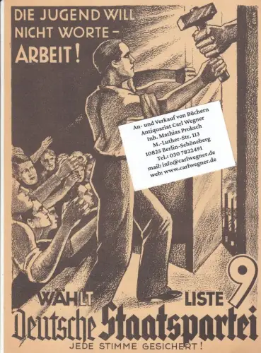 Original-Flugblatt: Wählt Deutsche Staatspartei, Liste 9