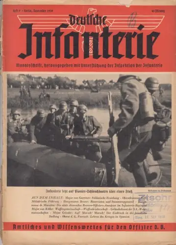 Deutsche Infanterie. Heft 9, September 1939.   letzte erschienene Nummer!   Monatsschrift. Amtliches und Wissenswertes für den Offizier d. B.   aus.. 