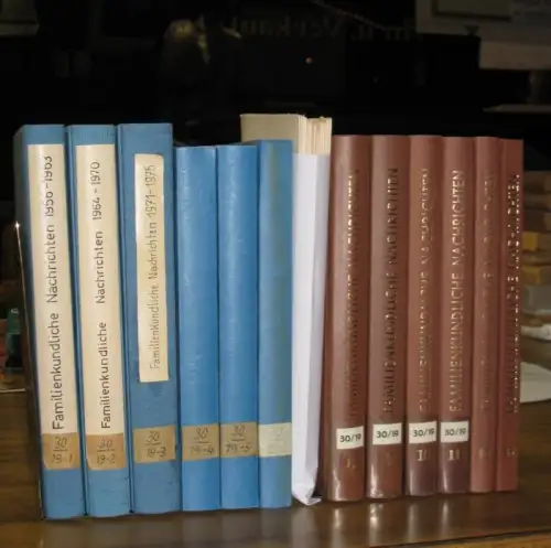 Familienkundliche Nachrichten - Mitteilungen, Literatur, Rundfragen, Empfehlungen. Lückenlose Folge von Band I, Nr. 1 Januar 1956 bis Band XIII, Nr.12, Oktober-Dezember 2007