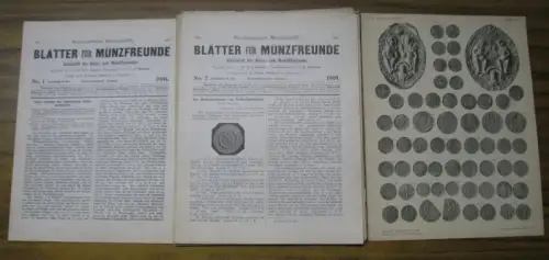 Blätter für Münzfreunde. Neununddreissigster ( 39.) Jahrgang 1904, fast komplett mit den Nummern 1   12 (ohne Nr. 6.   Fortlaufende Nummern 287.. 