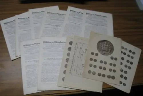 Blätter für Münzfreunde. 60. Jahrgang 1925, Konvolut mit den Nummern 1   7 und 10   11 ( von 12, fortlaufende Nummern des.. 