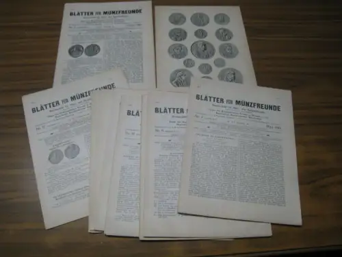 Blätter für Münzfreunde. Fünfundvierzigster ( 45. / XLV. ) Jahrgang 1910, fast komplett mit Nummern 2   12 (fortlaufende Nummern 360   370).. 