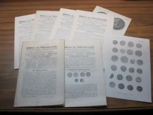 Blätter für Münzfreunde. 68. Jahrgang 1933 mit den Nummern 2, 3, 4, 5, Doppelheft 7/8, und 11 (ohne Hefte 1, 6, 9, 10 und 12.. 