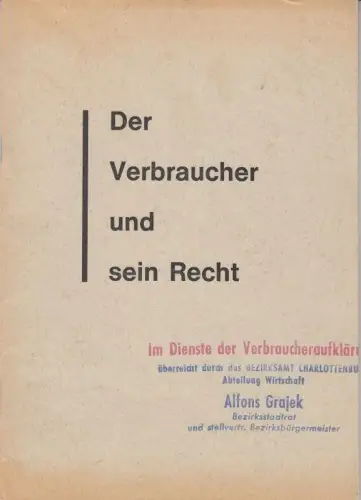 Der Verbraucher und sein Recht. Ausgabe Dezember 1966