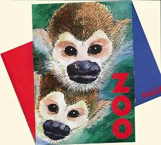 Zoo Halle Zoo Halle Kurzinfo (2 gezeichnete Affen), Material Pappe über Kreuz gefaltet