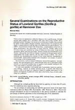 Several Examinations on the Reproductive Status of Lowland Gorillas (Gorilla g. gorilla) at Hannover Zoo. 