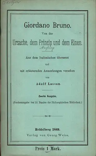 Von der Ursache, dem Princip und dem Einen (2. Auflage). 