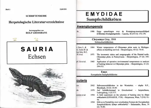 Schriftenreihe Herpetologische Literaturverzeichnisse: Heft 1 / 2.1 / 4.1.2 / 4.2.7 / 7.0.0 / 8.0.0/ 9.1 / Übersicht lieferbarer Literaturverzeichnisse / Nachträge 02/03/04 2001. 