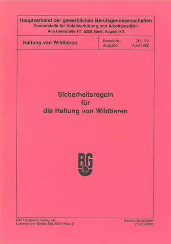 Sicherheitsregeln für die Haltung von Wildtieren. 