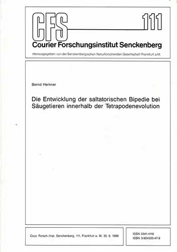 Die Entwicklung der saltatorischen Bipedie bei S?ugetieren innerhalb der Tetrapodenevolution. 