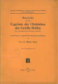 Bericht ber das Ergebnis der Obduktion des Gorilla Bobby des Zoologischen Gartens zu Berlin. Ein Beitrag zur vergleichenden Konstitutionspathologie. 